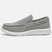 Men's Beige Canvas Slip-On Loafers with Contrast Sole