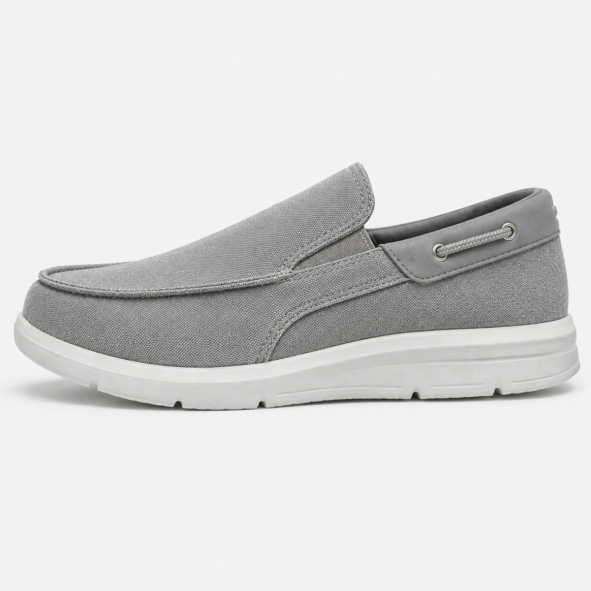 Men's Beige Canvas Slip-On Loafers with Contrast Sole