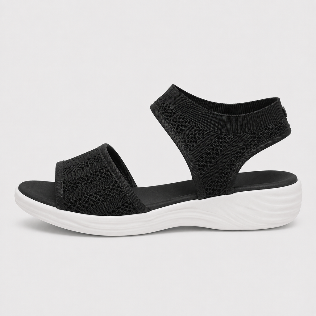 Women's Grey Mesh Woven Flat Sports Sandals