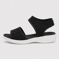 Women's Grey Mesh Woven Flat Sports Sandals
