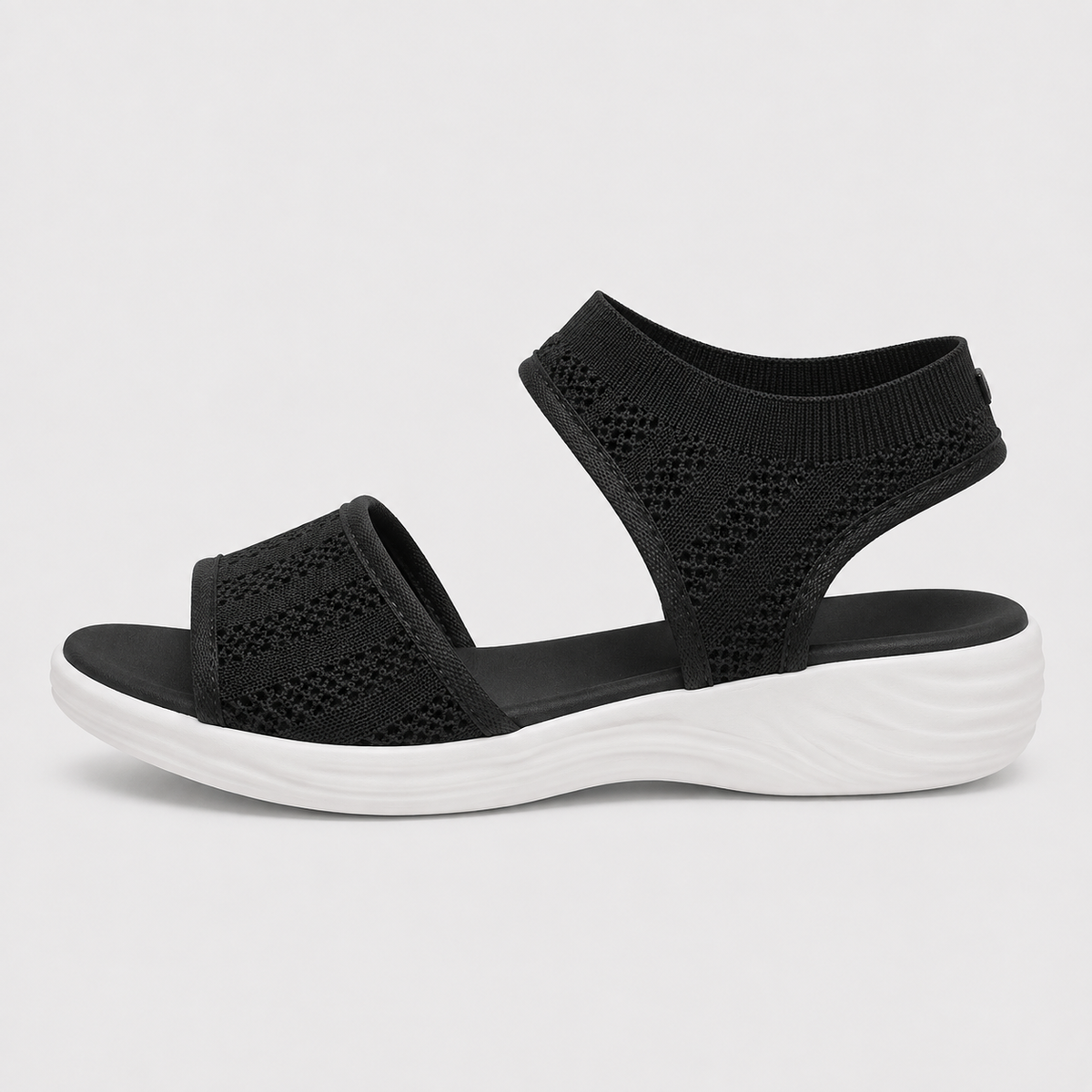 Women's Grey Mesh Woven Flat Sports Sandals