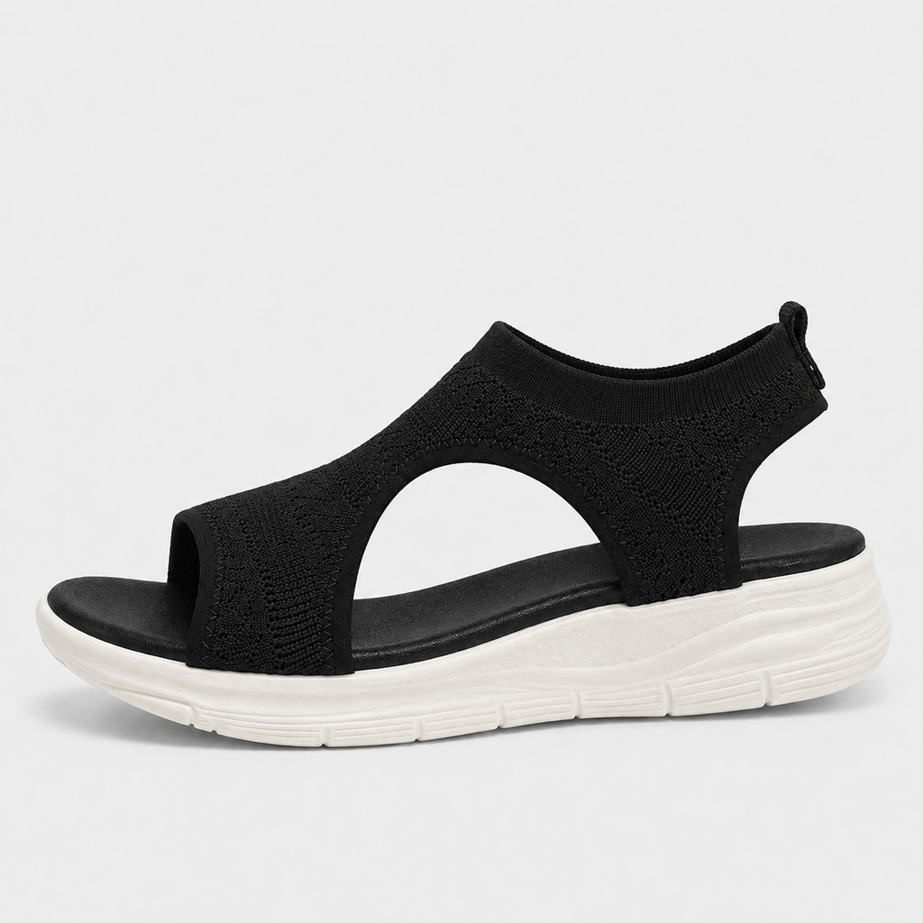 Women's Knitted Mesh Wedge Sandals, Slip-On Open Toe