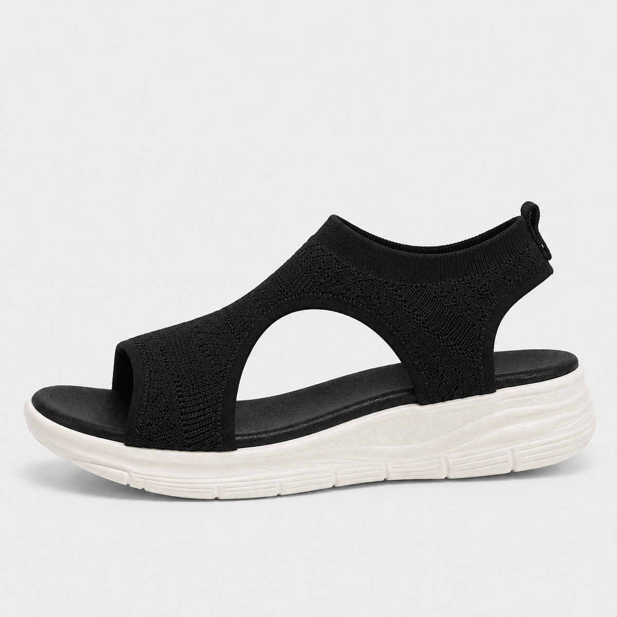 Women's Knitted Mesh Wedge Sandals, Slip-On Open Toe