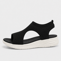 Women's Knitted Mesh Wedge Sandals, Slip-On Open Toe