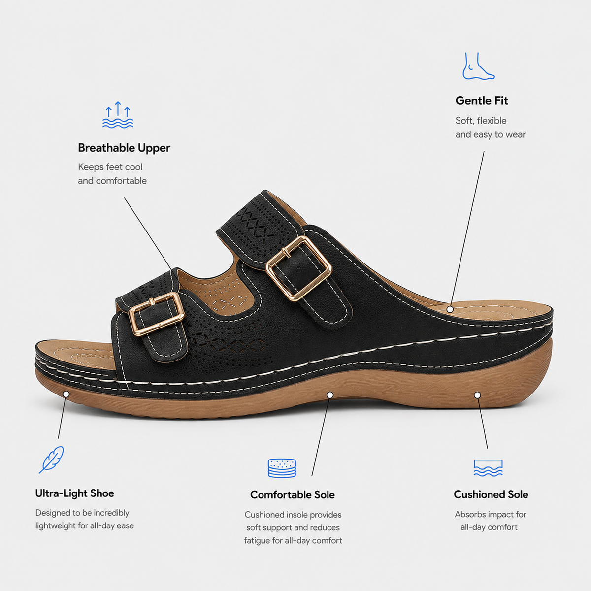 Stylish Orthopedic Shoes For Women Wedge Open Toe