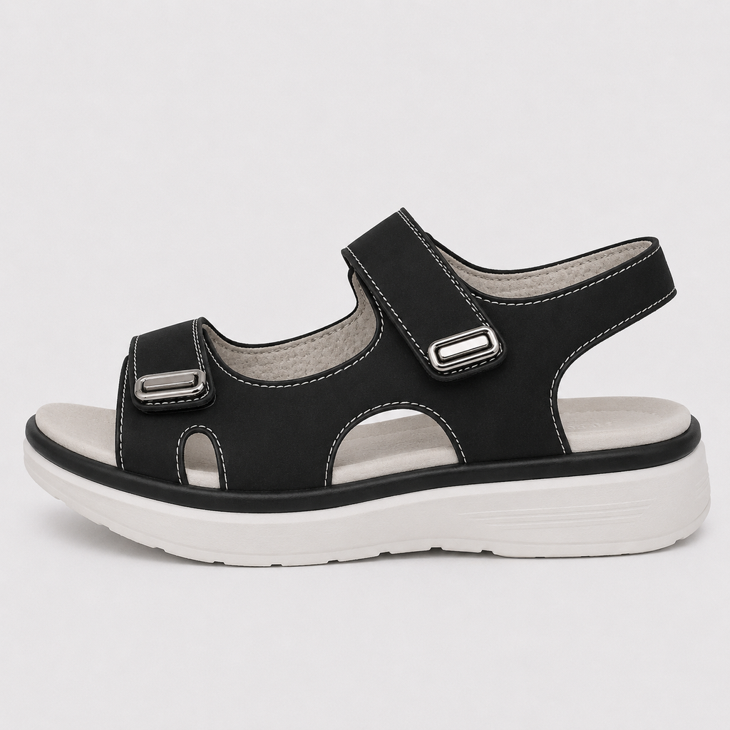 Women's Navy Blue Platform Sports Sandals with Adjustable Back Strap