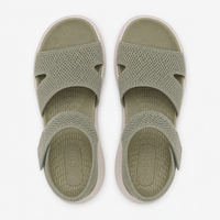 Women's Beige Sporty Thick Bottom Sandals with Hook and Loop Straps