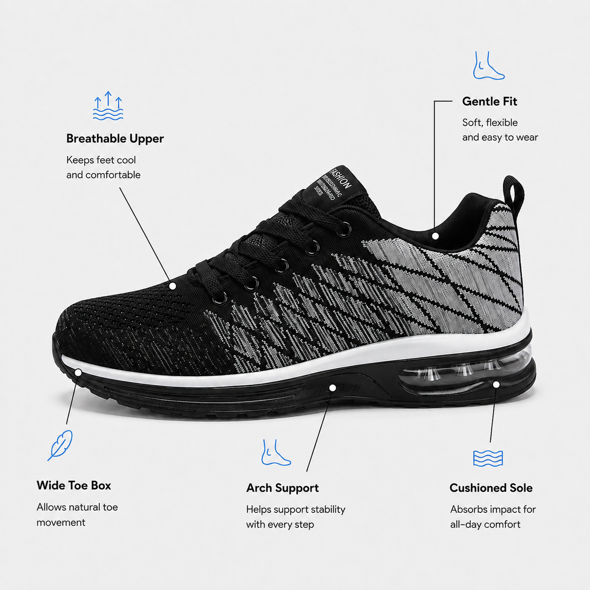 Height Increasing Shoes Breathable Air Cushion