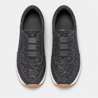 Women's Gold Glitter Slip-On Sneakers with Low Block Platform Sole