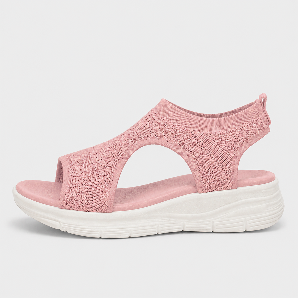 Women's Knitted Mesh Wedge Sandals, Slip-On Open Toe