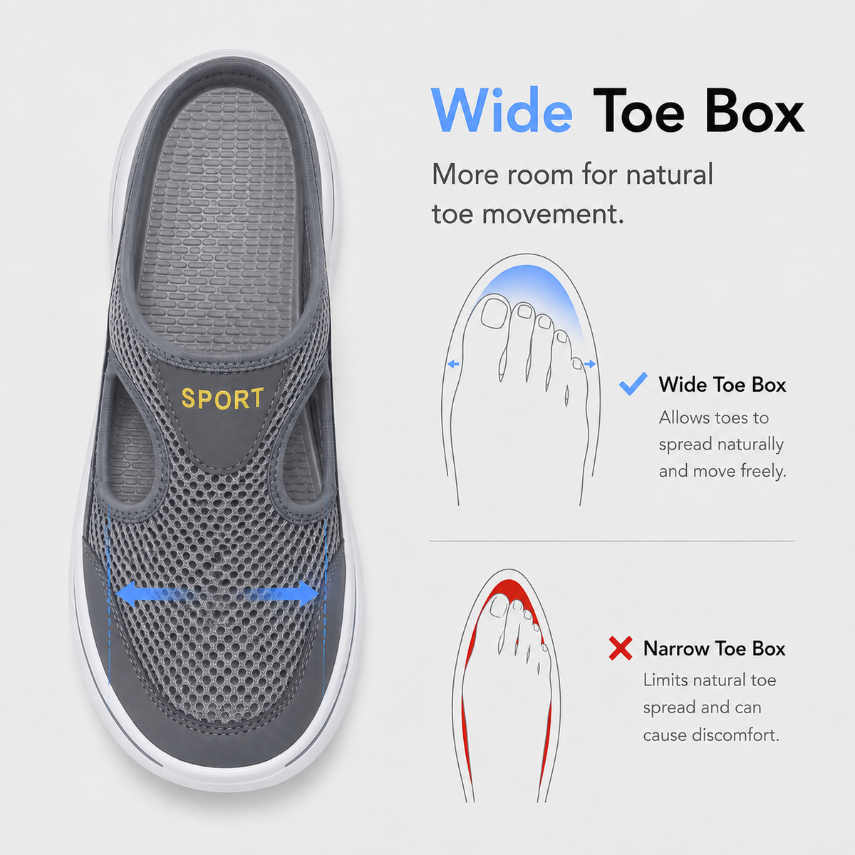 Breathable Mesh Slip-On Mules