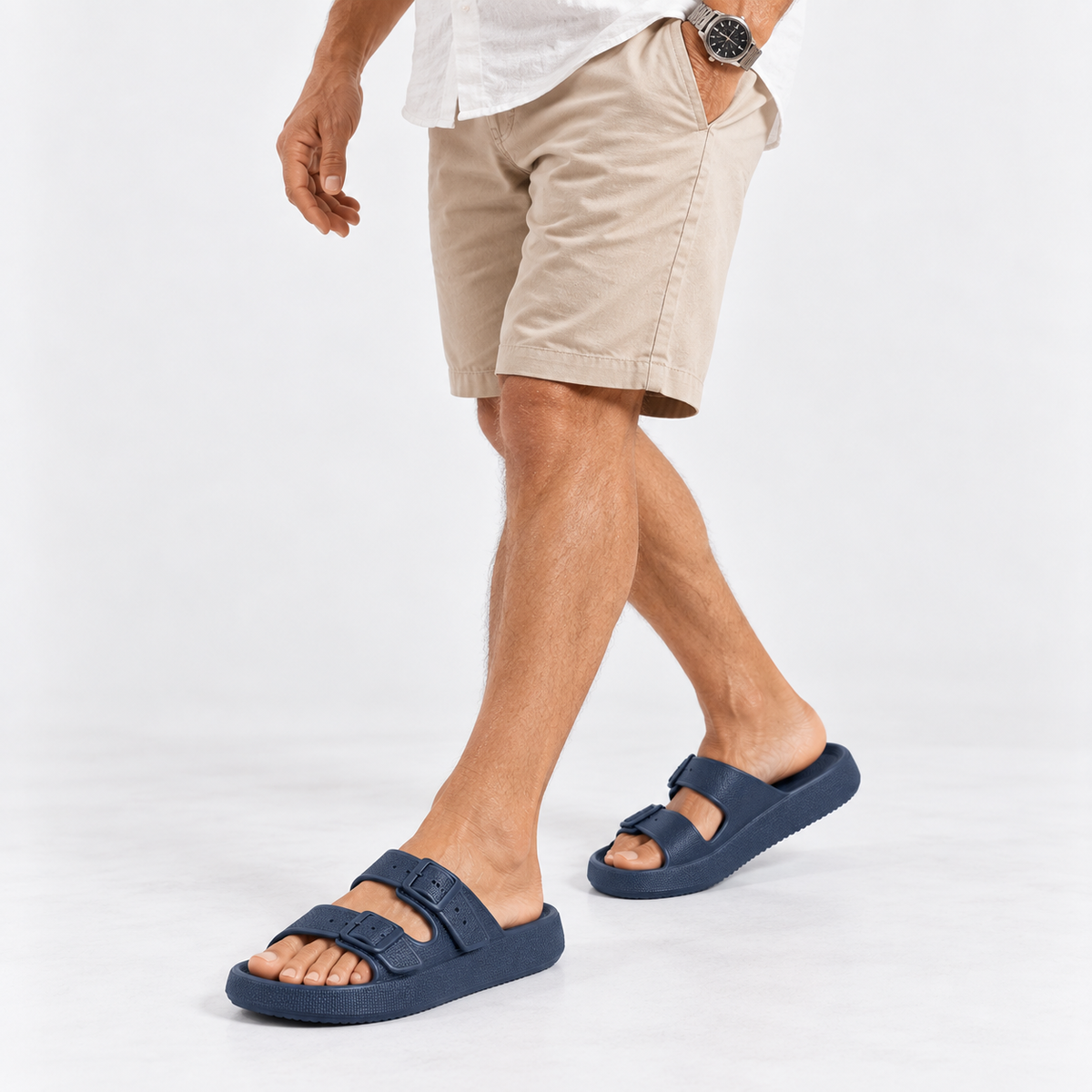 EVA Double Buckle Platform Slides