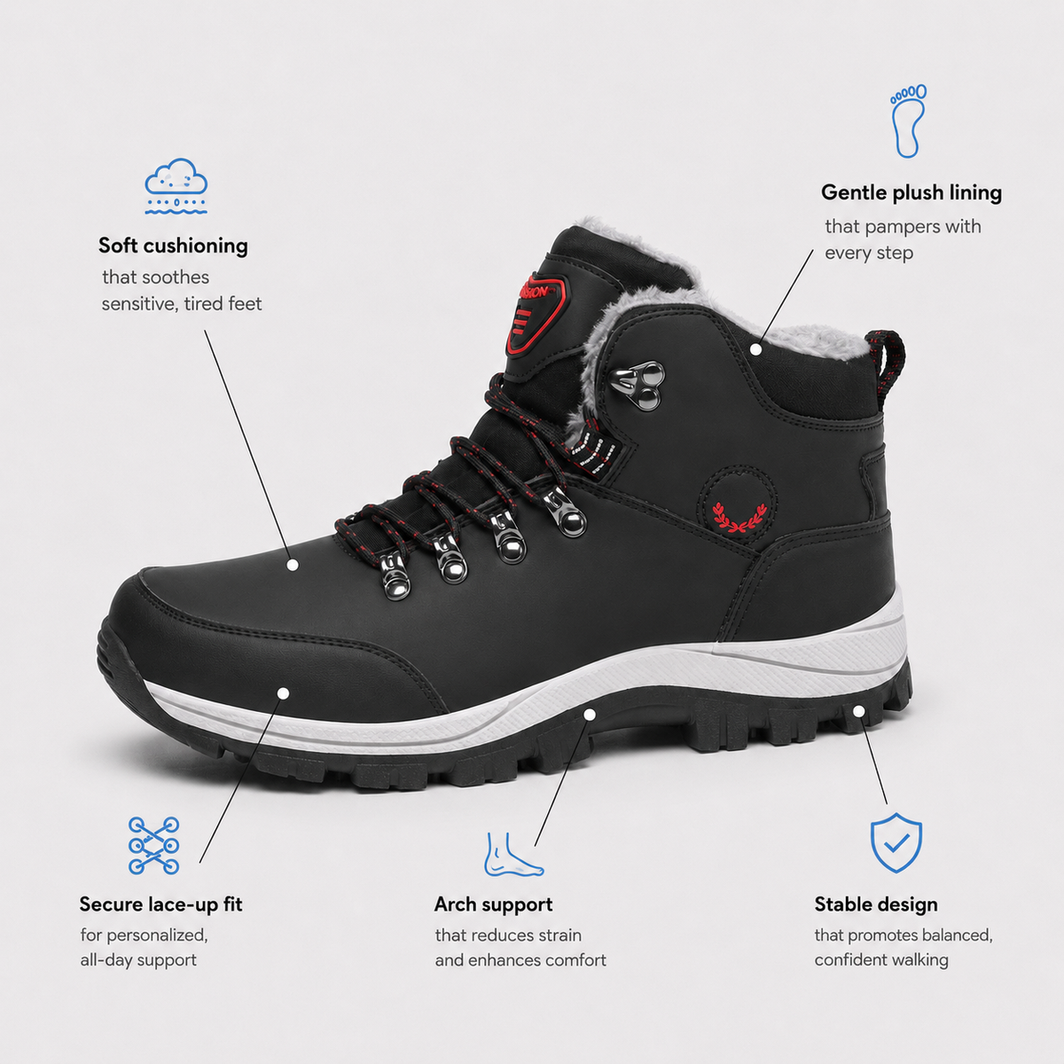 Orthopedic Shoes Artificial Leather Plush Lined Lace-Up