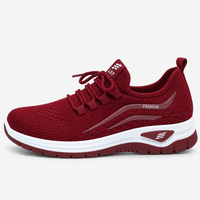 Women's Pink Knit Mesh Platform Sneakers