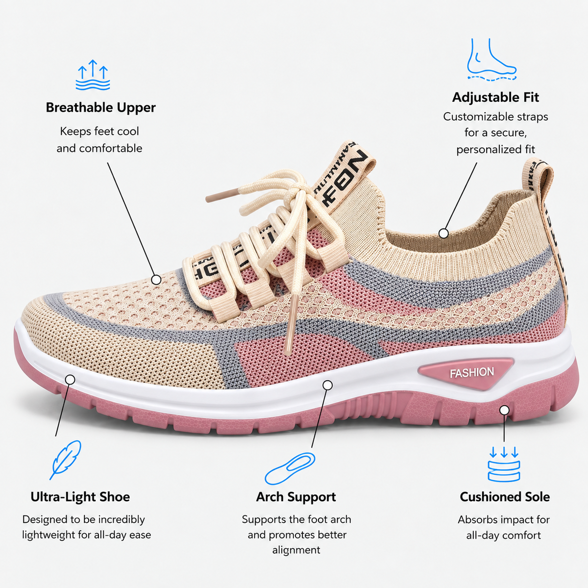 Orthopedic Shoes Canvas Knit Mesh Lace-Up