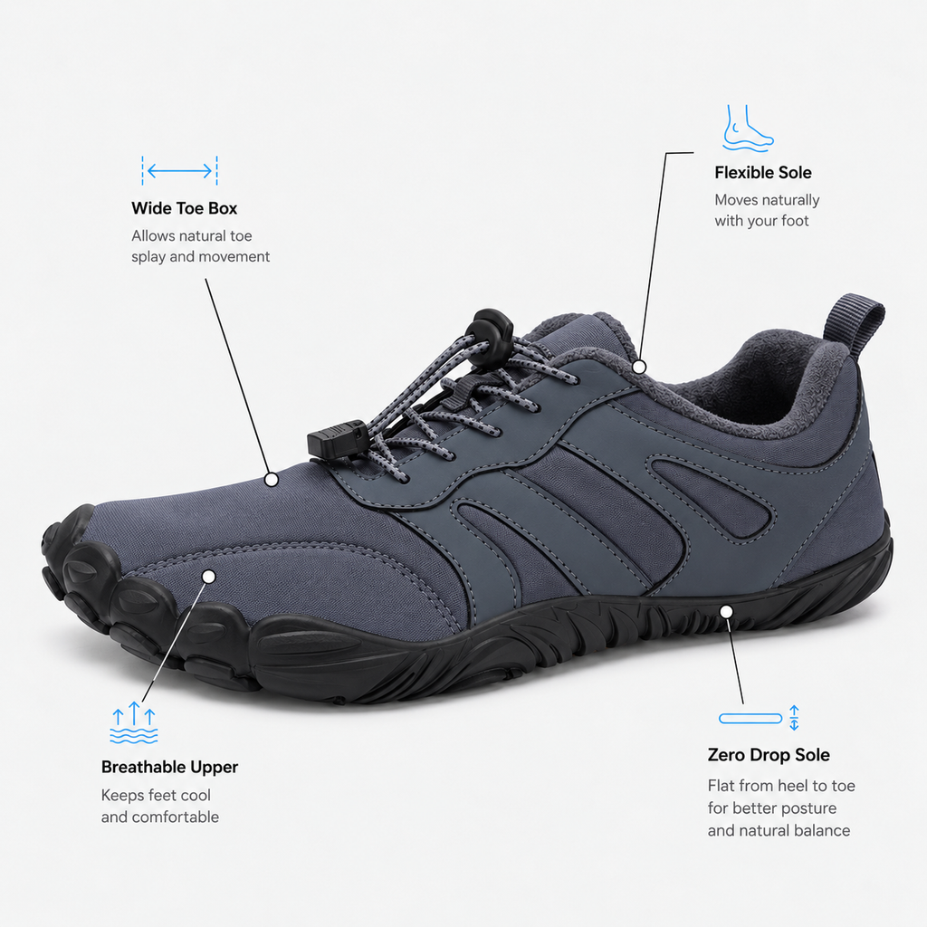 Orthopedic Shoes Winter Waterproof Plush Lined Barefoot