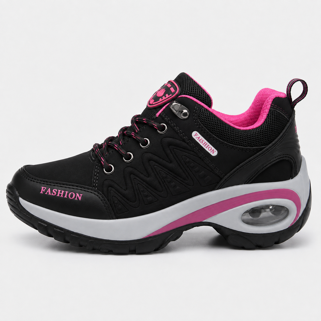 Women's Waterproof Platform Lace-Up Sneakers with Air Cushion Sole