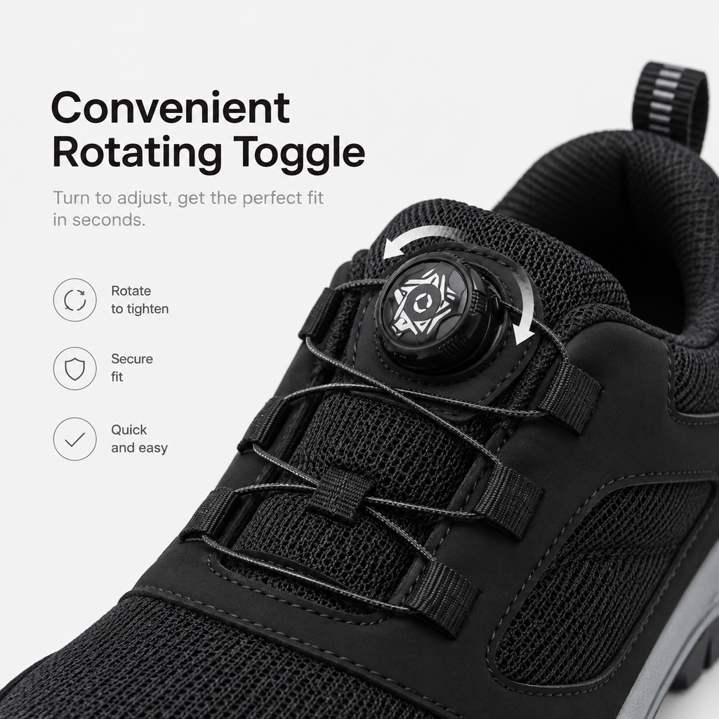 Orthopedic Shoes Synthetic Rotating Buckle Dark Grey
