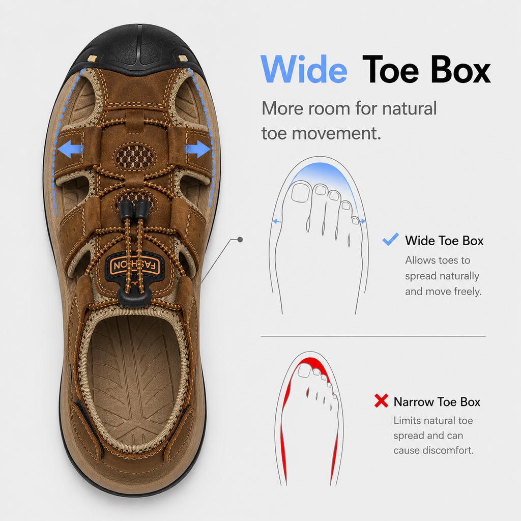 Men's Brown Closed-Toe Outdoor Sandals with Elastic Band