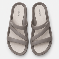 Women's Taupe Multi-Strap PVC Slide Sandals