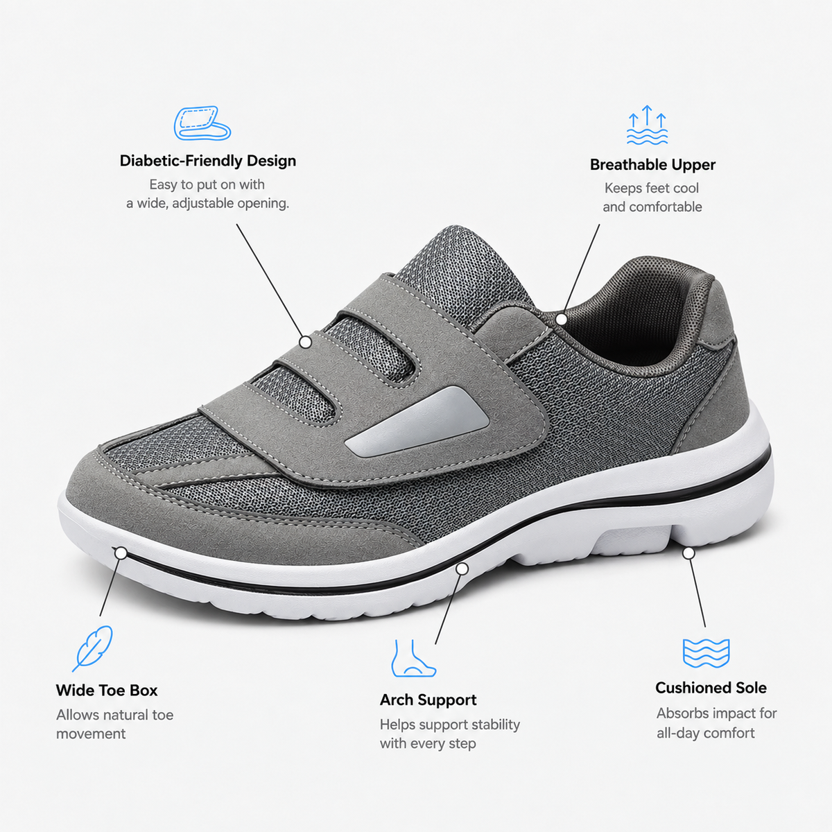 Wide Feet Trainers Toe Diabetic