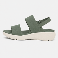 Women's Green Platform Wedge Sport Sandals with Hook-and-Loop Back Strap