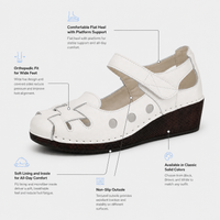 Mary Jane Shoes Orthopedic Genuine Leather Woven Cutout
