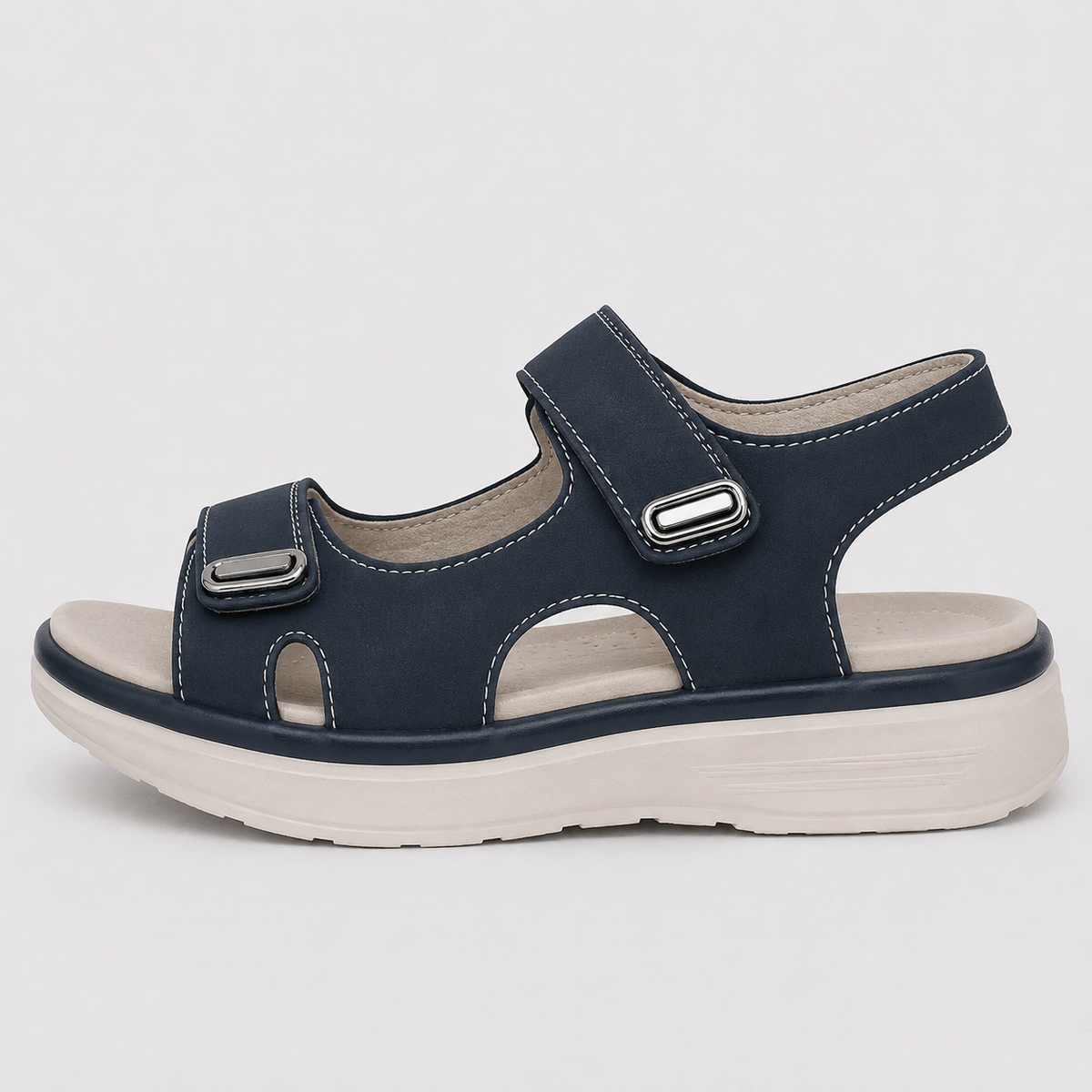 Women's Navy Blue Platform Sports Sandals with Adjustable Back Strap