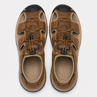 Men's Brown Closed-Toe Outdoor Sandals with Elastic Band