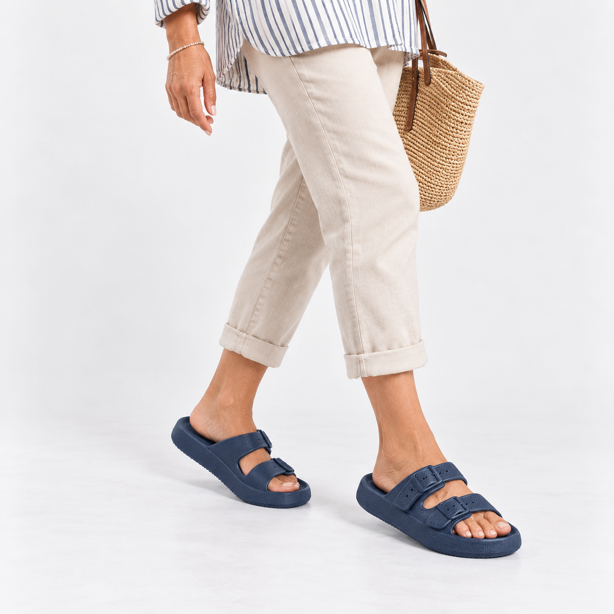 EVA Double Buckle Platform Slides