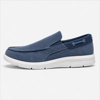 Men's Beige Canvas Slip-On Loafers with Contrast Sole