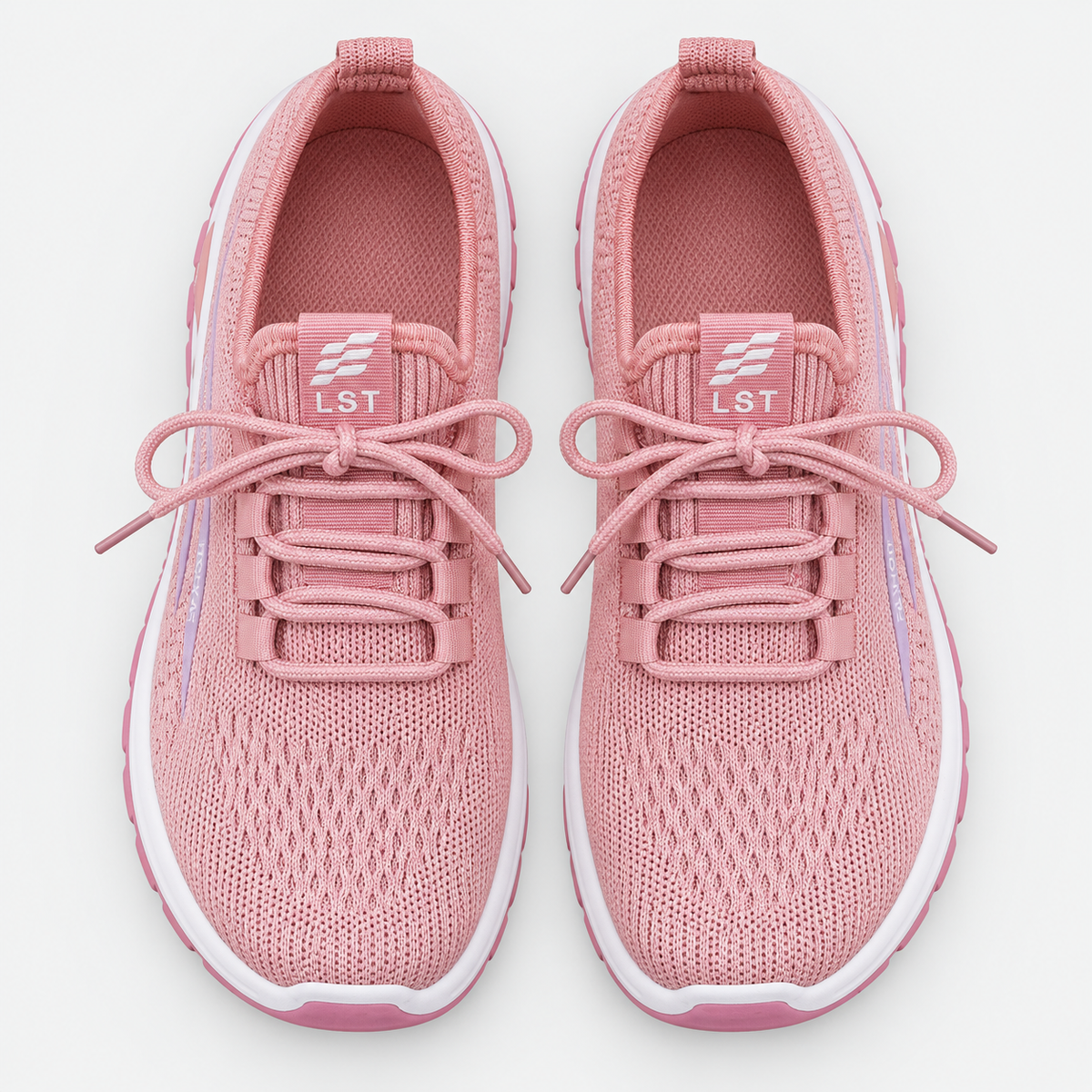 Women's Pink Knit Mesh Platform Sneakers