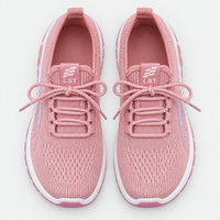 Women's Pink Knit Mesh Platform Sneakers