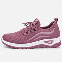 Women's Pink Knit Mesh Platform Sneakers