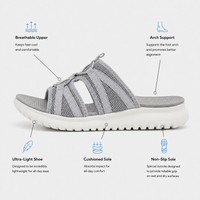 Women's Grey Mesh Platform Slide Sandals