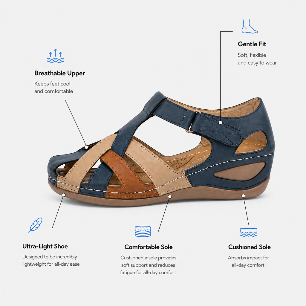 Women's Closed Toe Wedge Platform Sandals with Adjustable Buckle Strap