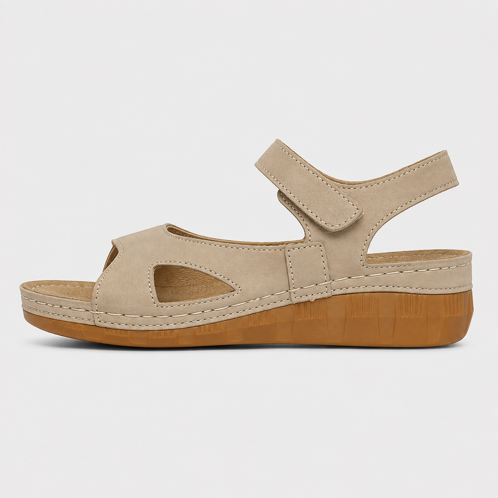 Women's White Peep Toe Wedge Sandals with Hook-and-Loop Ankle Strap