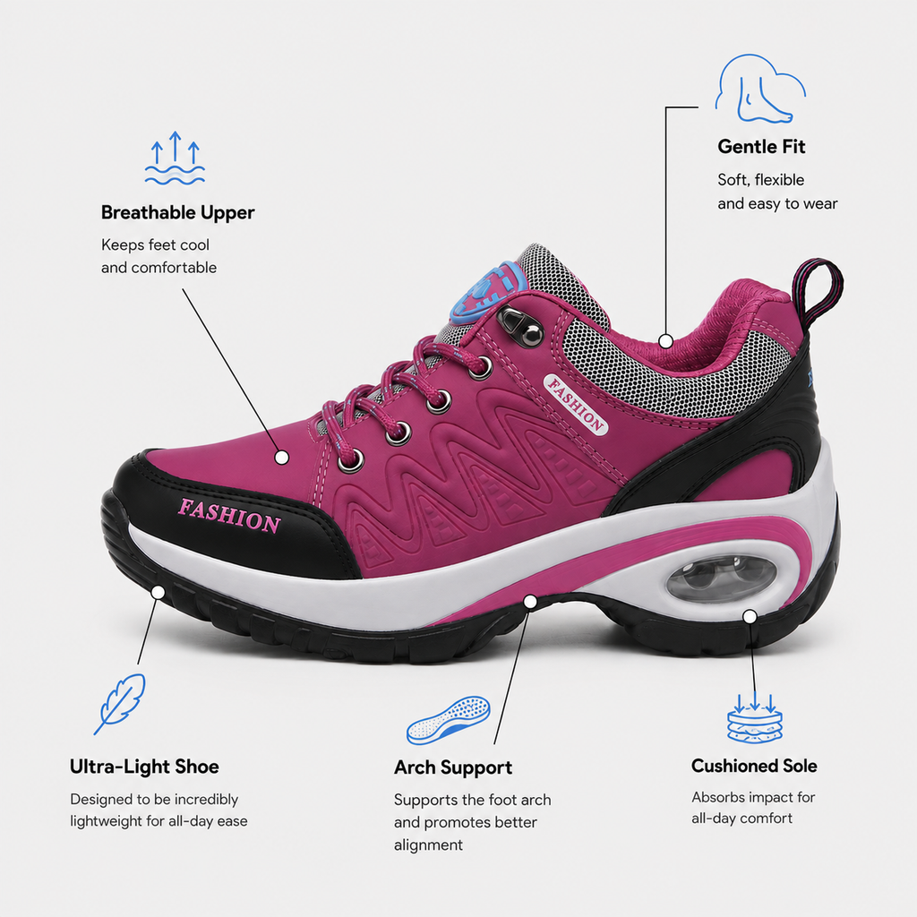 Women's Waterproof Platform Lace-Up Sneakers with Air Cushion Sole