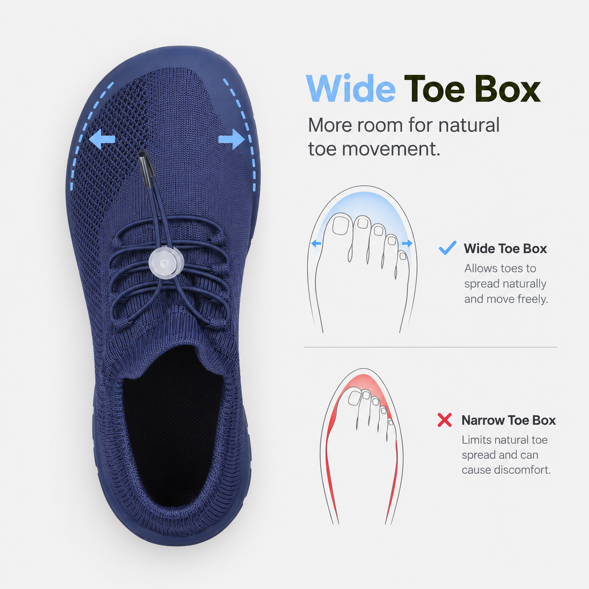 Orthopedic Polyester Barefoot Shoes With Wide Toe Box