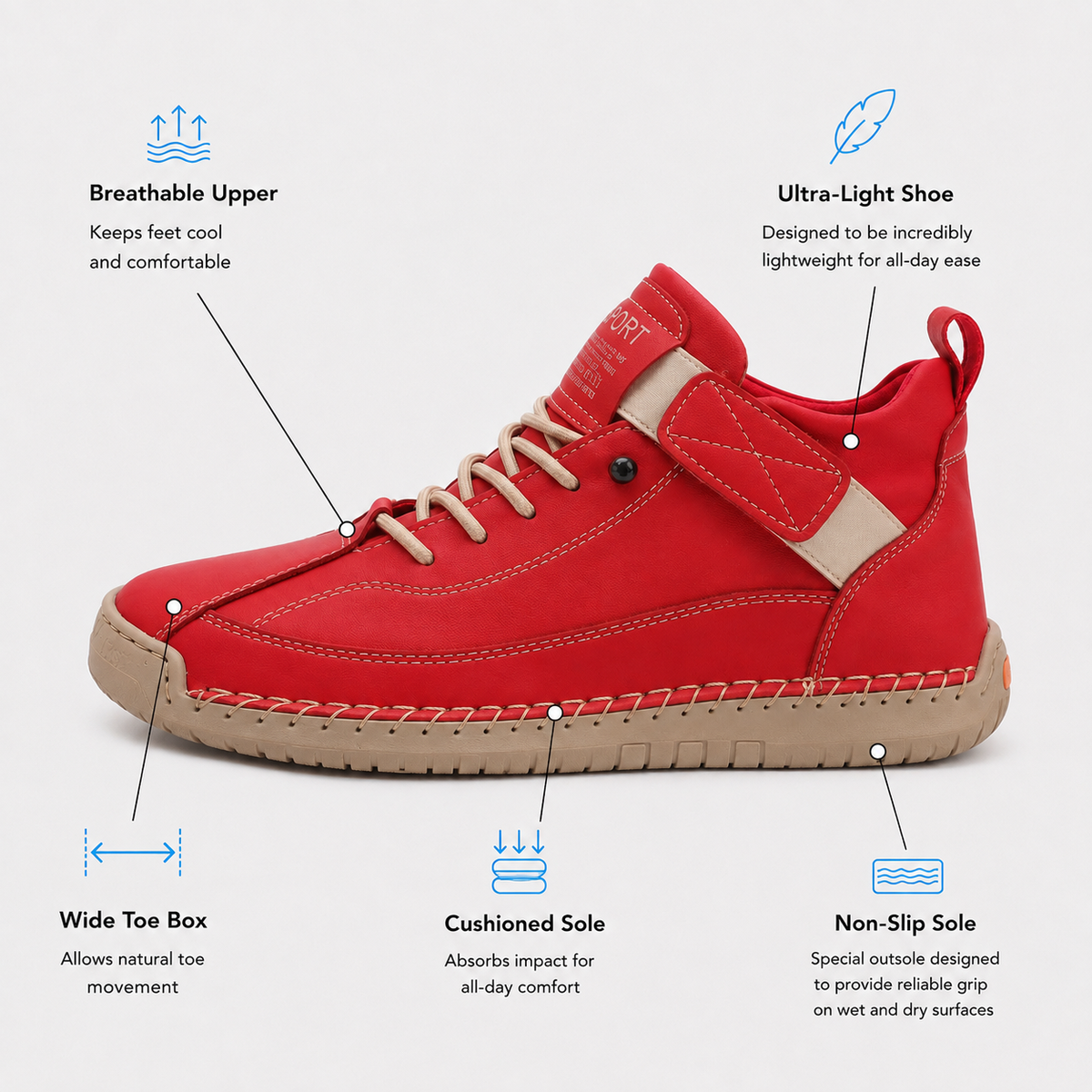 Orthopedic Shoes Bonded Leather Hand-Stitched