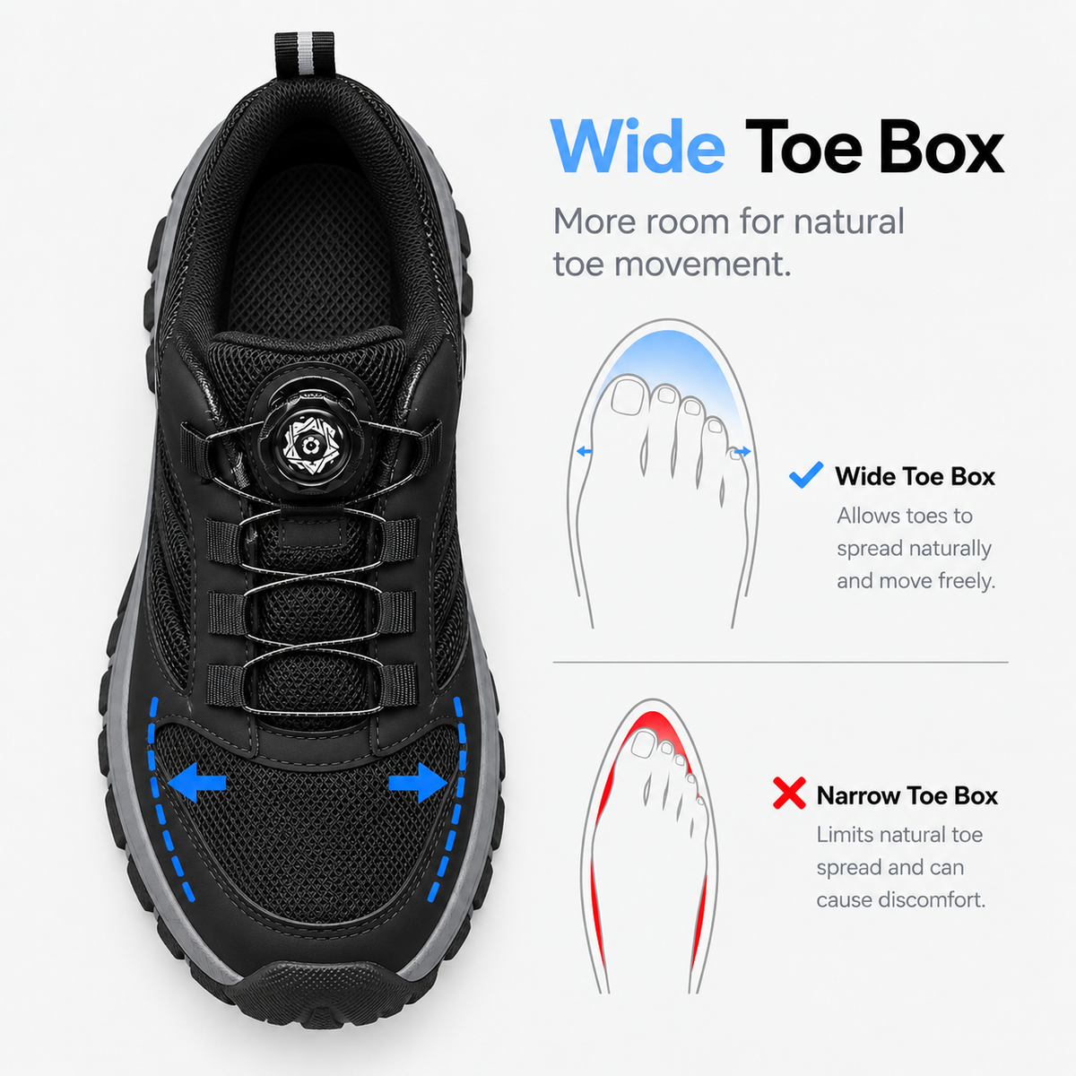 Orthopedic Shoes Synthetic Rotating Buckle Dark Grey