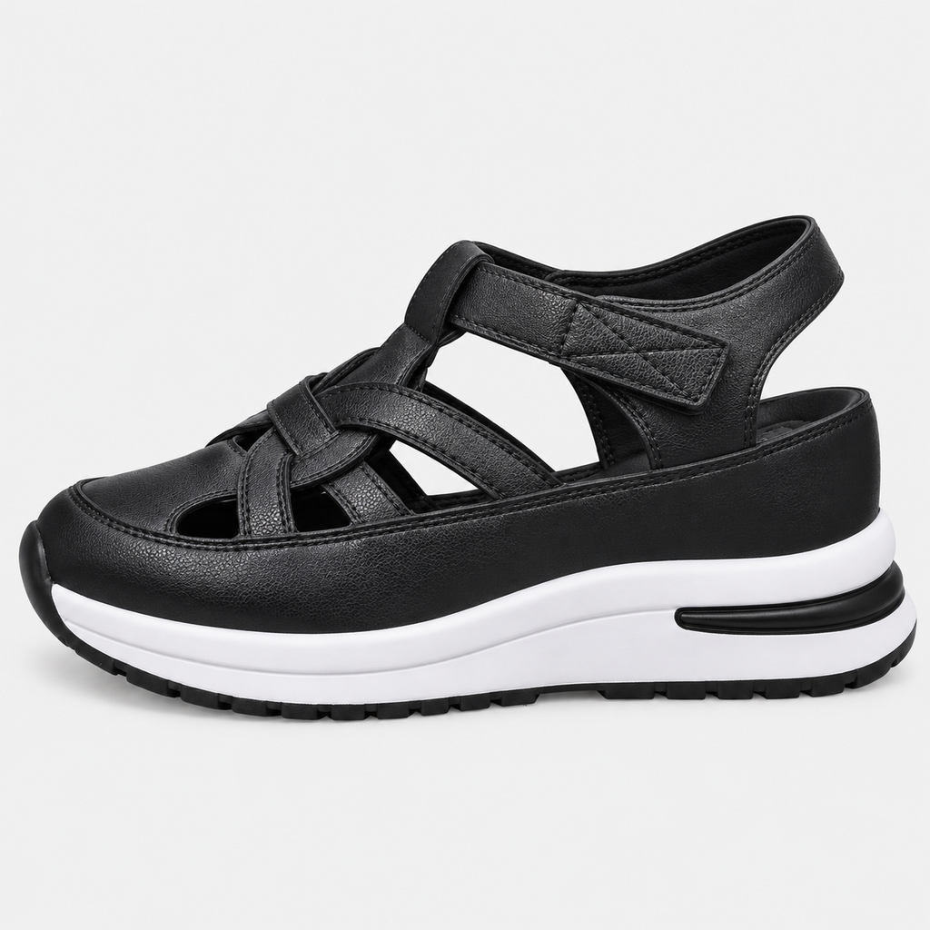 Women's White Hollow Out Platform Wedge Sandals
