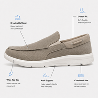 Men's Beige Canvas Slip-On Loafers with Contrast Sole