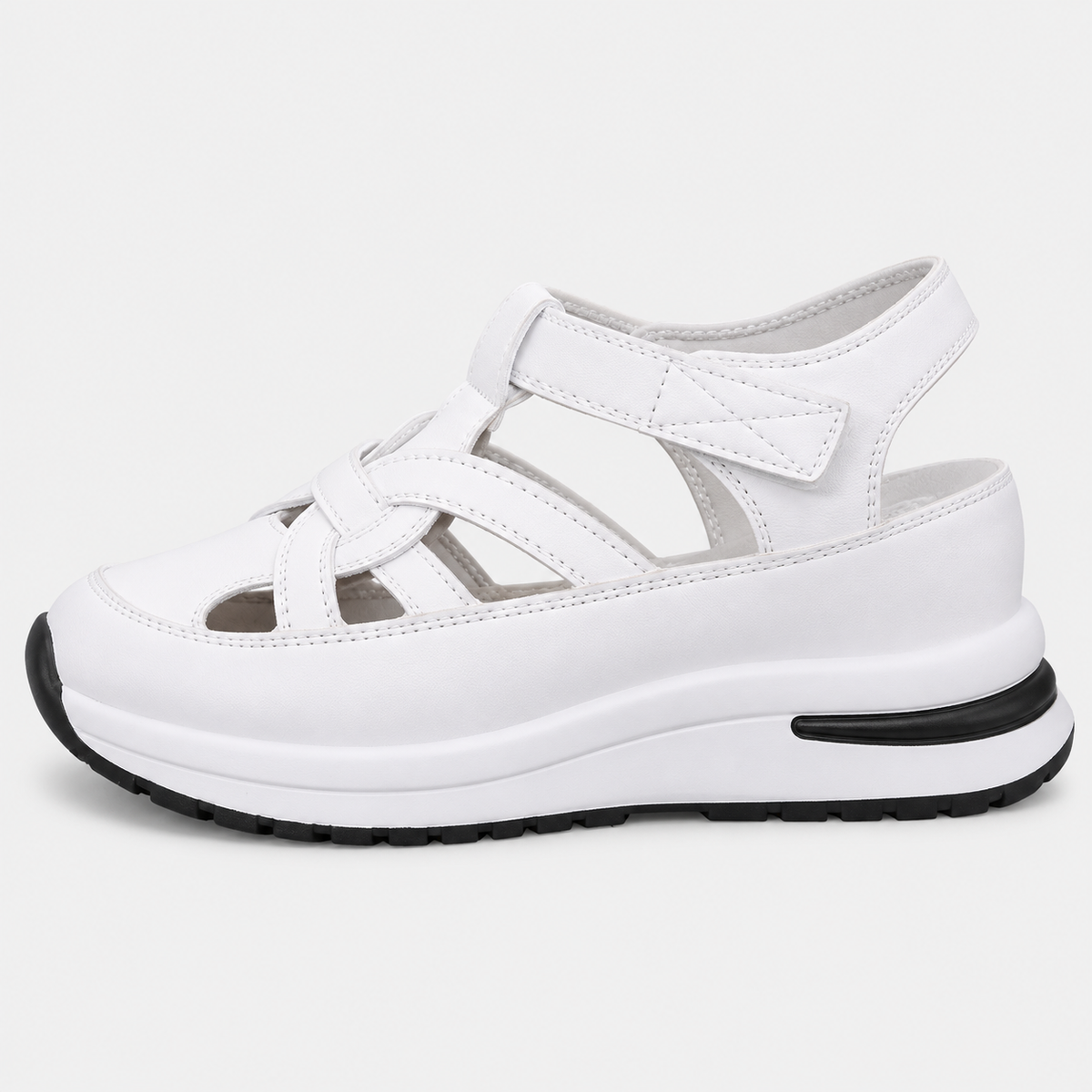 Women's White Hollow Out Platform Wedge Sandals