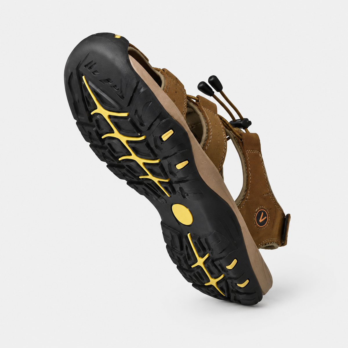 Men's Brown Closed-Toe Outdoor Sandals with Elastic Band