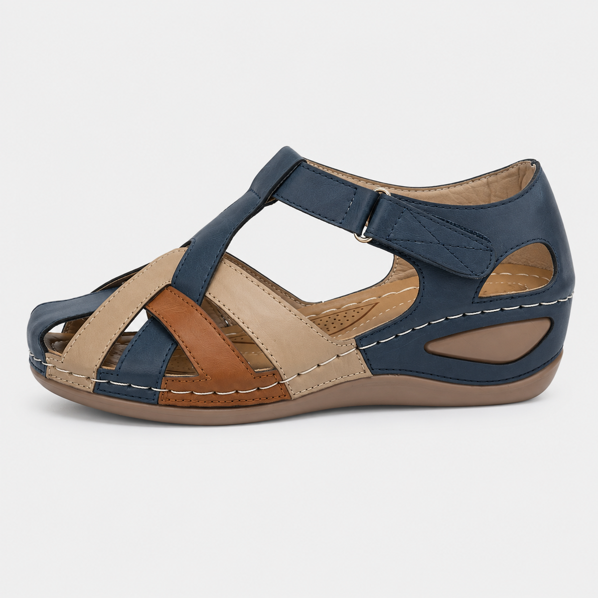 Women's Closed Toe Wedge Platform Sandals with Adjustable Buckle Strap