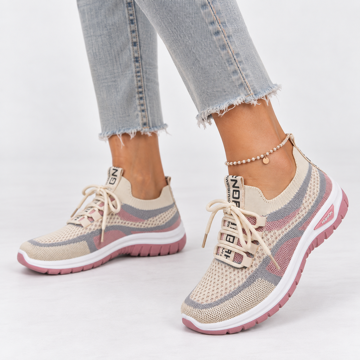 Orthopedic Shoes Canvas Knit Mesh Lace-Up