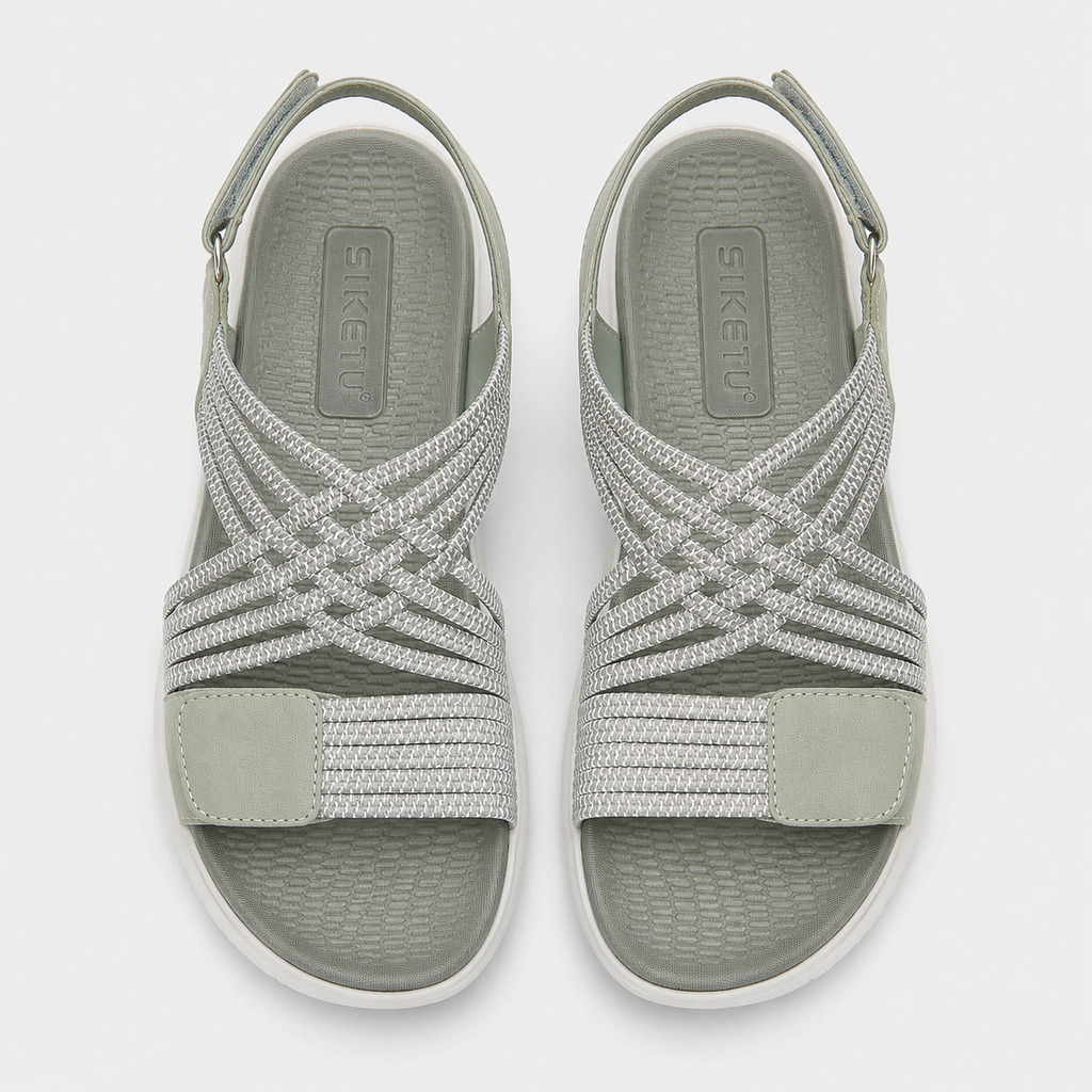 Women's Green Open-Toe Wedge Platform Sandals