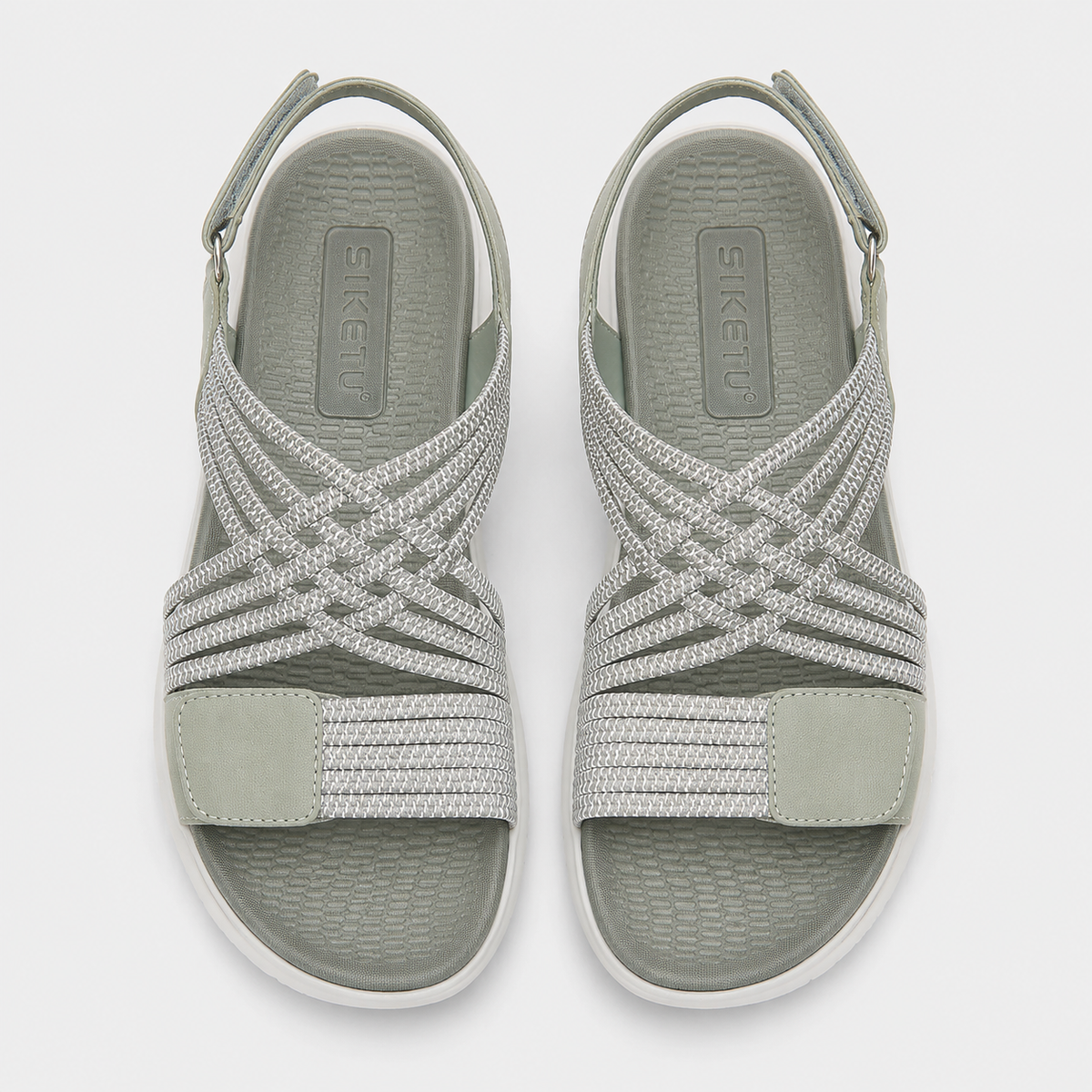 Women's Green Open-Toe Wedge Platform Sandals