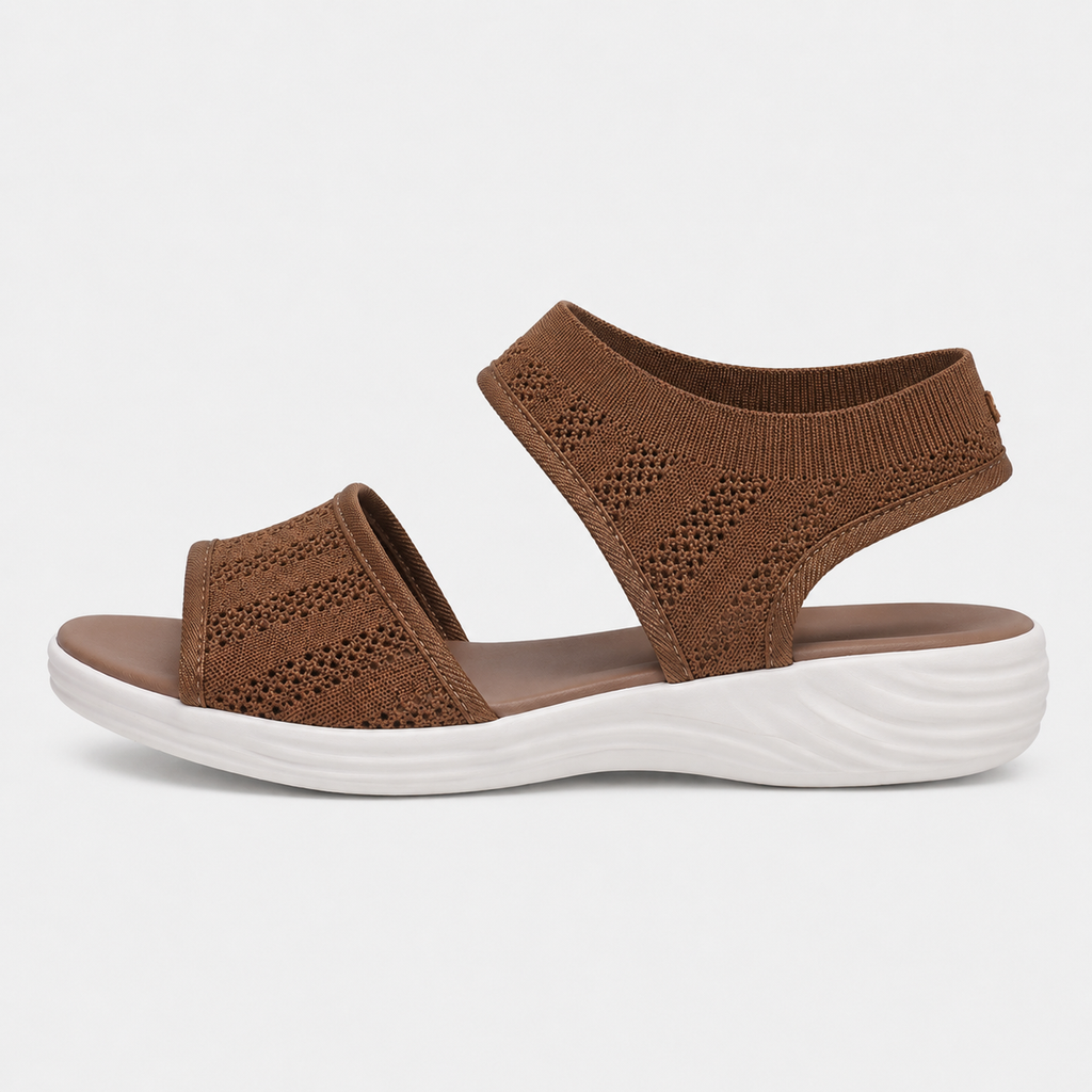Women's Grey Mesh Woven Flat Sports Sandals